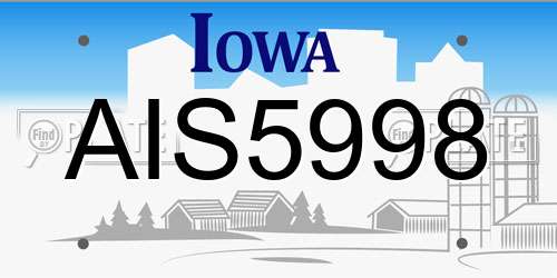 AIS5998 Iowa License Plate