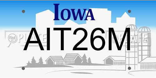 AIT26M Iowa License Plate