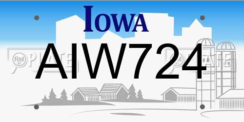 AIW724 Iowa License Plate