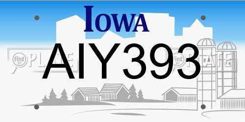 AIY393 Iowa License Plate