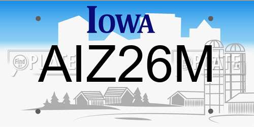 AIZ26M Iowa License Plate