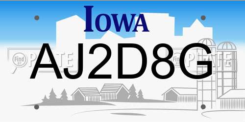 AJ2D8G Iowa License Plate