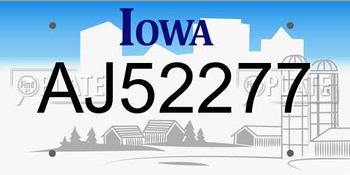 AJ52277 Iowa License Plate