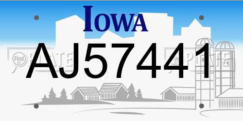 AJ57441 Iowa License Plate