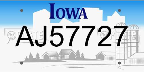 AJ57727 Iowa License Plate