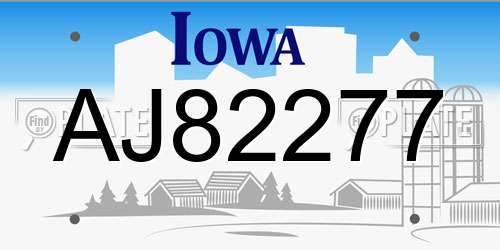 AJ82277 Iowa License Plate