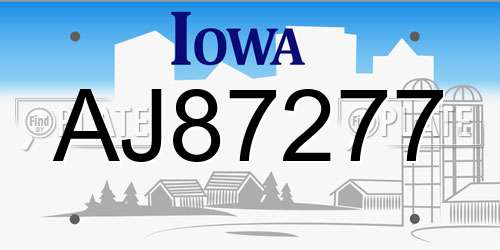 AJ87277 Iowa License Plate