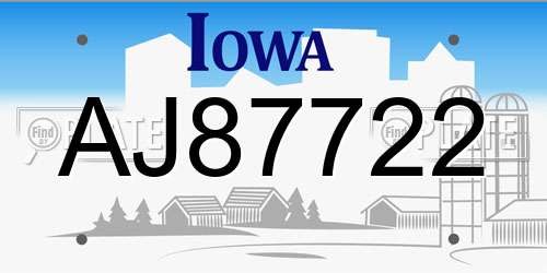 AJ87722 Iowa License Plate