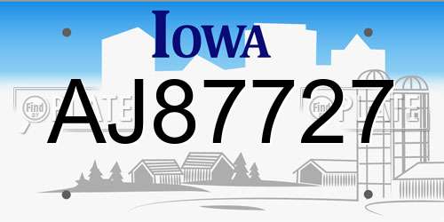 AJ87727 Iowa License Plate