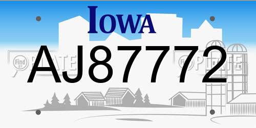 AJ87772 Iowa License Plate