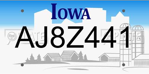 AJ8Z441 Iowa License Plate