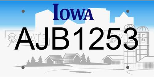 AJB1253 Iowa License Plate