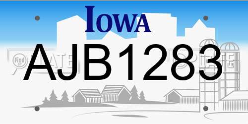 AJB1283 Iowa License Plate