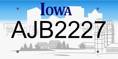 AJB2227 Iowa License Plate