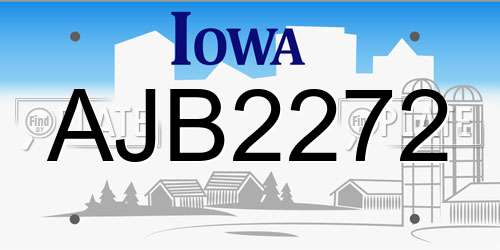 AJB2272 Iowa License Plate