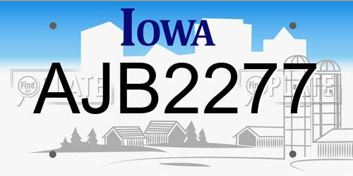AJB2277 Iowa License Plate