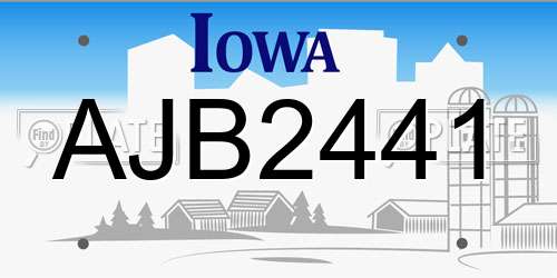 AJB2441 Iowa License Plate