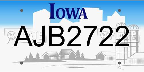 AJB2722 Iowa License Plate