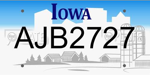 AJB2727 Iowa License Plate