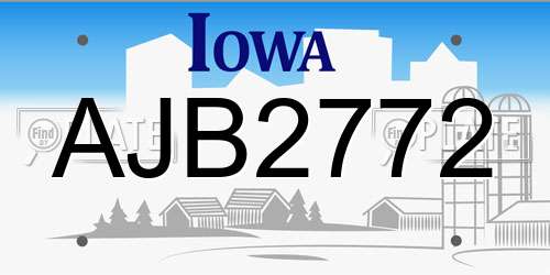 AJB2772 Iowa License Plate