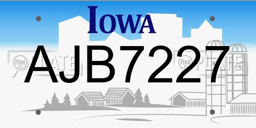 AJB7227 Iowa License Plate