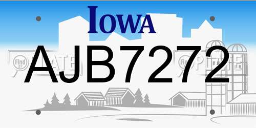 AJB7272 Iowa License Plate