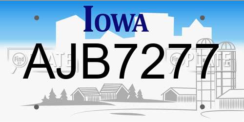 AJB7277 Iowa License Plate
