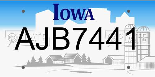 AJB7441 Iowa License Plate