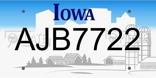 AJB7722 Iowa License Plate