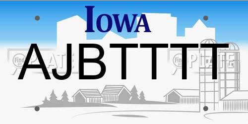 AJBTTTT Iowa License Plate