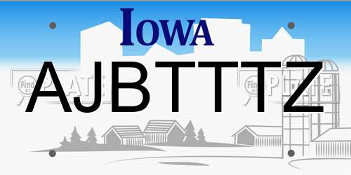 AJBTTTZ Iowa License Plate