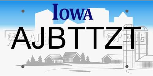AJBTTZT Iowa License Plate