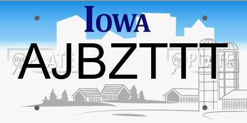 AJBZTTT Iowa License Plate