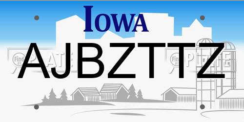 AJBZTTZ Iowa License Plate