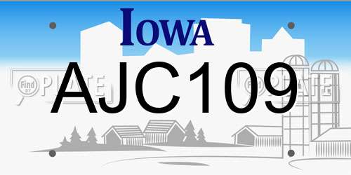 AJC109 Iowa License Plate