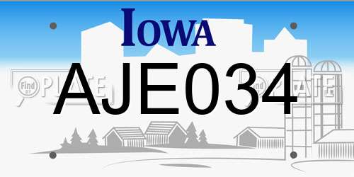 AJE034 Iowa License Plate