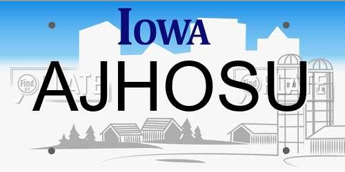 AJHOSU Iowa License Plate