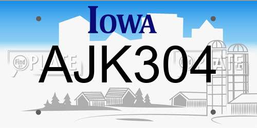 AJK304 Iowa License Plate
