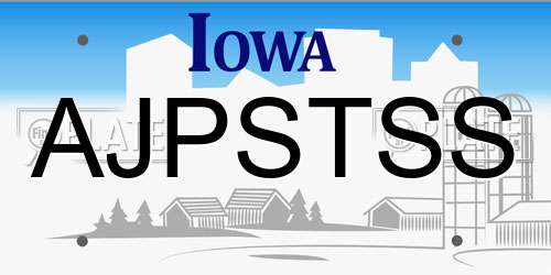 AJPSTSS Iowa License Plate