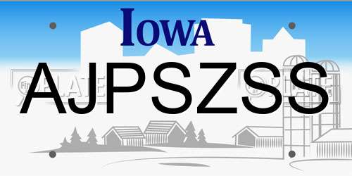 AJPSZSS Iowa License Plate