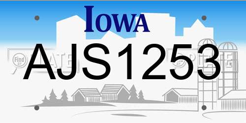 AJS1253 Iowa License Plate