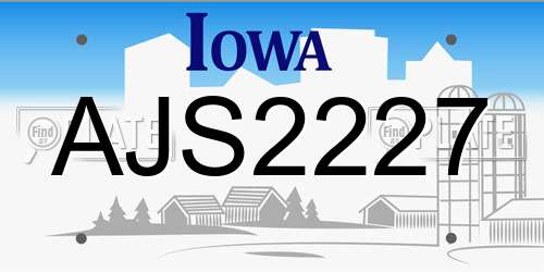AJS2227 Iowa License Plate