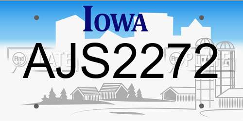 AJS2272 Iowa License Plate