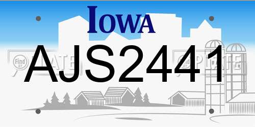 AJS2441 Iowa License Plate