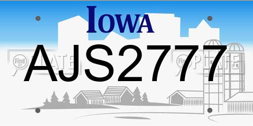 AJS2777 Iowa License Plate