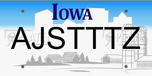 AJSTTTZ Iowa License Plate
