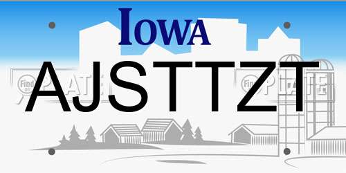 AJSTTZT Iowa License Plate