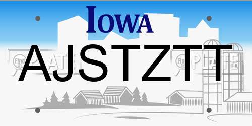 AJSTZTT Iowa License Plate