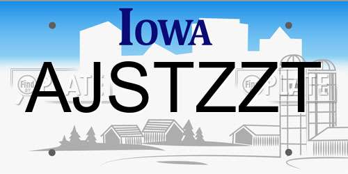 AJSTZZT Iowa License Plate