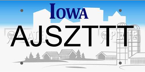 AJSZTTT Iowa License Plate